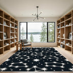 Celestial White Constellations Night Sky Rug