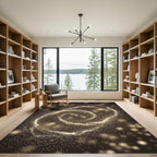 Golden Starry Vortex Swirl Rug