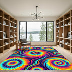 Vibrant Psychedelic Swirling Neon Vortex Rug