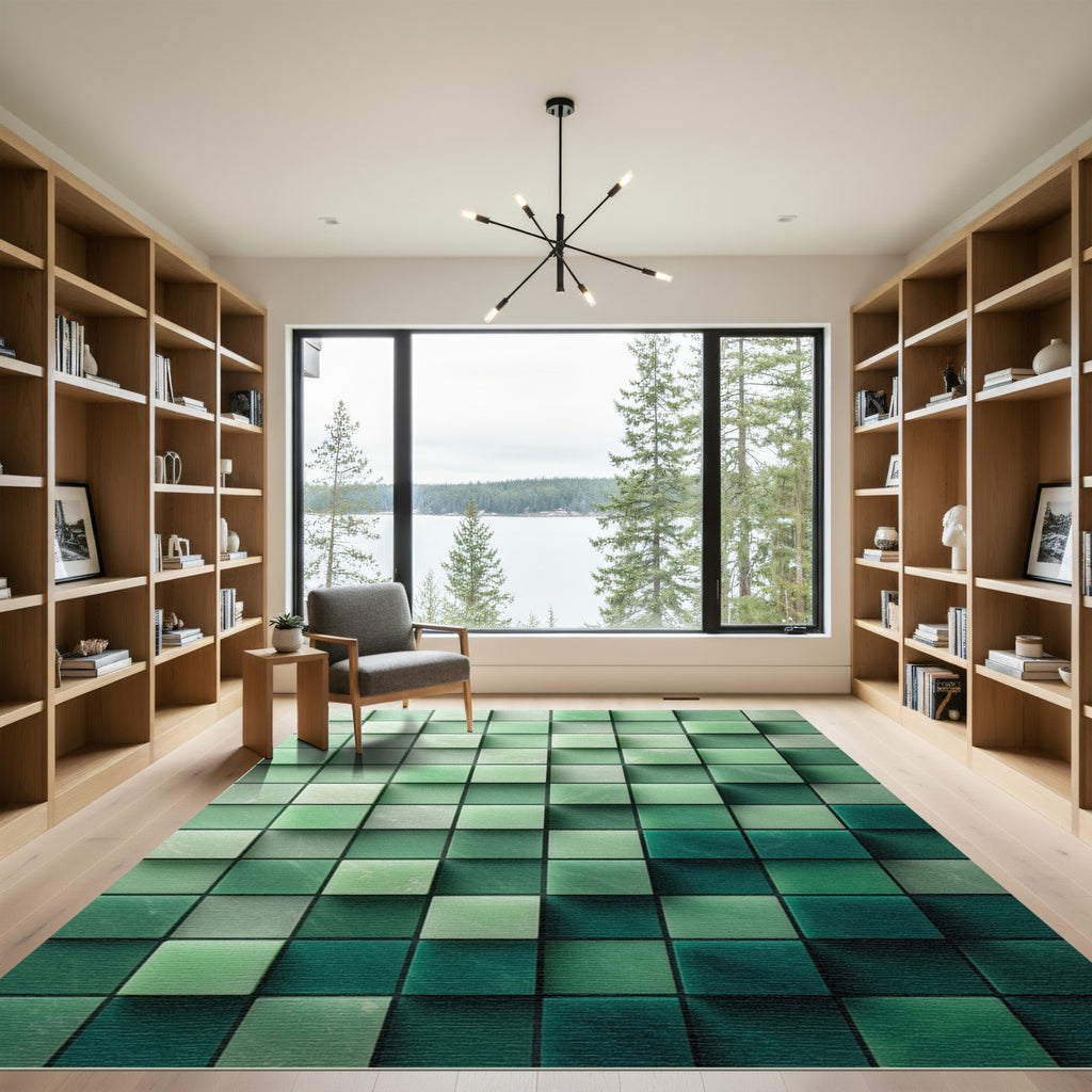 Forest Green Marbleized Cube Rug