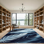Abstract Indigo Floating Feather Landscape Rug