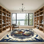 Vintage Field Pheasant and Labrador Illustration Rug