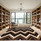 Earthy Geometric Chevron Stripes Rug