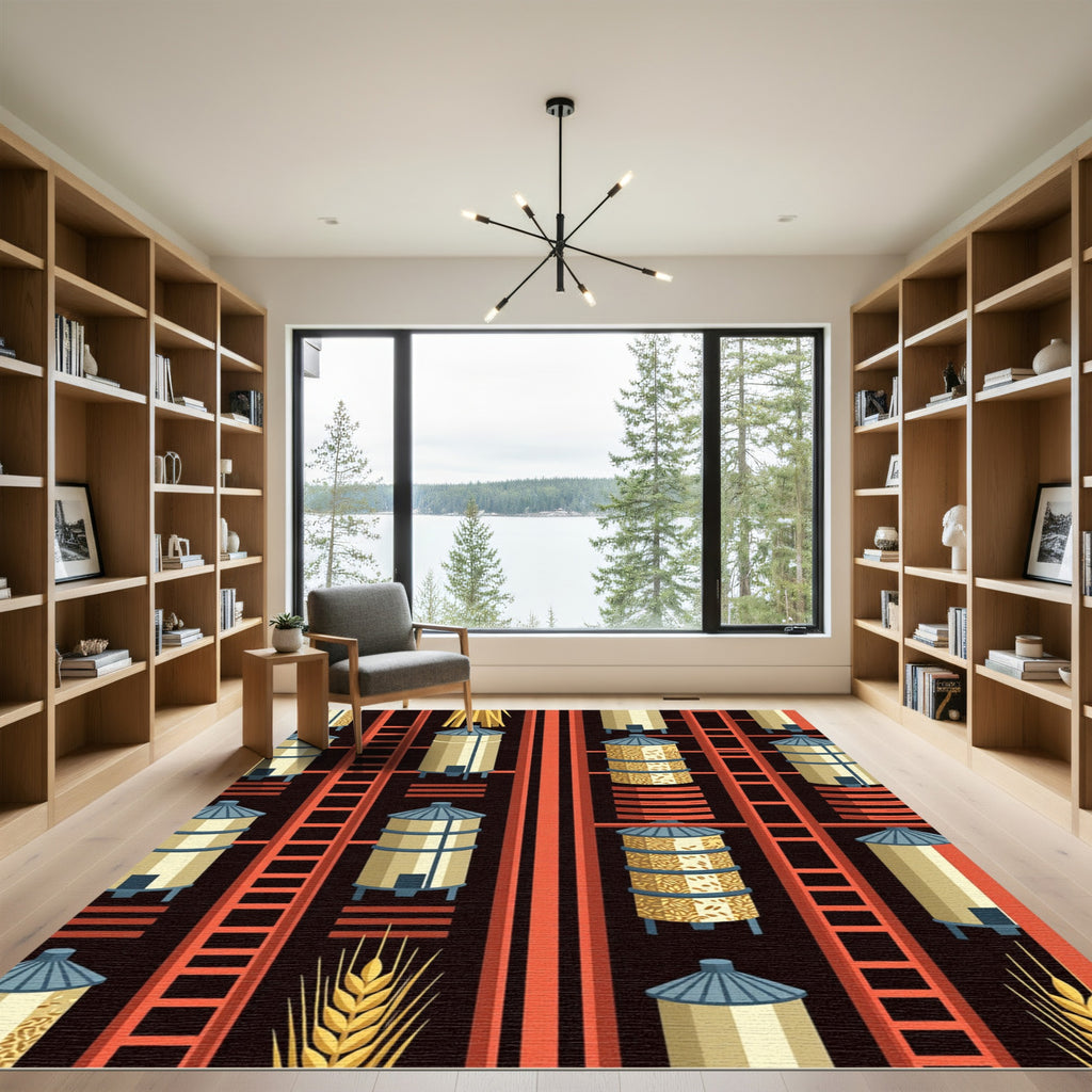 Farm Silo Grain Tall Stripe Rug