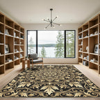 Antique Gold Floral Mandala Damask Rug
