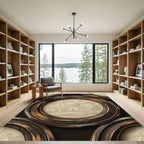 Rustic Farmhouse Village Round Frame Rug