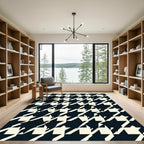 Classic Houndstooth Black Cream Pattern Rug