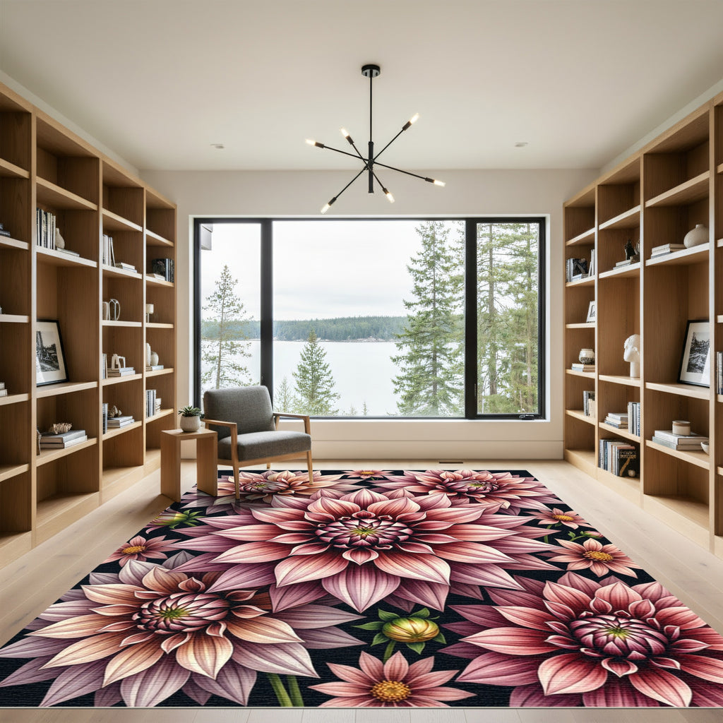 Elegant Mauve Dahlia Blossom Composition Rug
