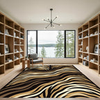 Organic Wavy Ochre and Onyx Zebra Rug