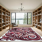 Crimson Blush Floral Swirl Ornament Rug