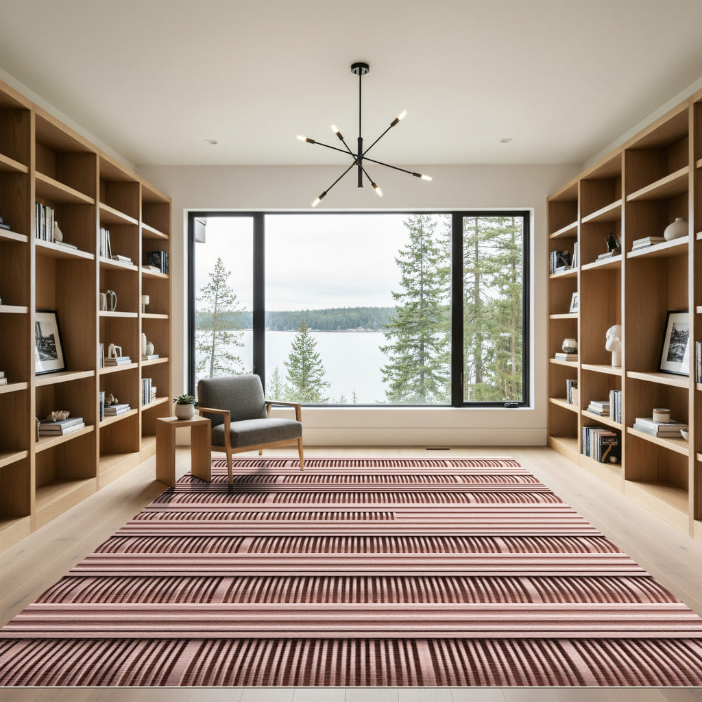 Rose Gold Textured Striped Rug