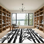 Black Bamboo Forest Branches Rug