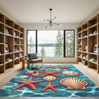Ocean Starfish Seashell Sand Dollar Collection Rug