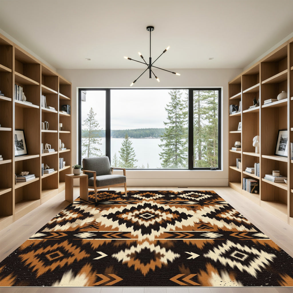 Earthy Brown Southwest Geometric Diamond Rug