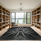 Monochromatic Sunburst Art Deco Geometric Rug