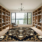 Gothic Gold Baroque Skull Medallion Rug