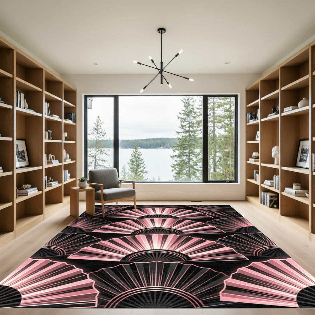 Art Deco Blush Pink Fan Rug