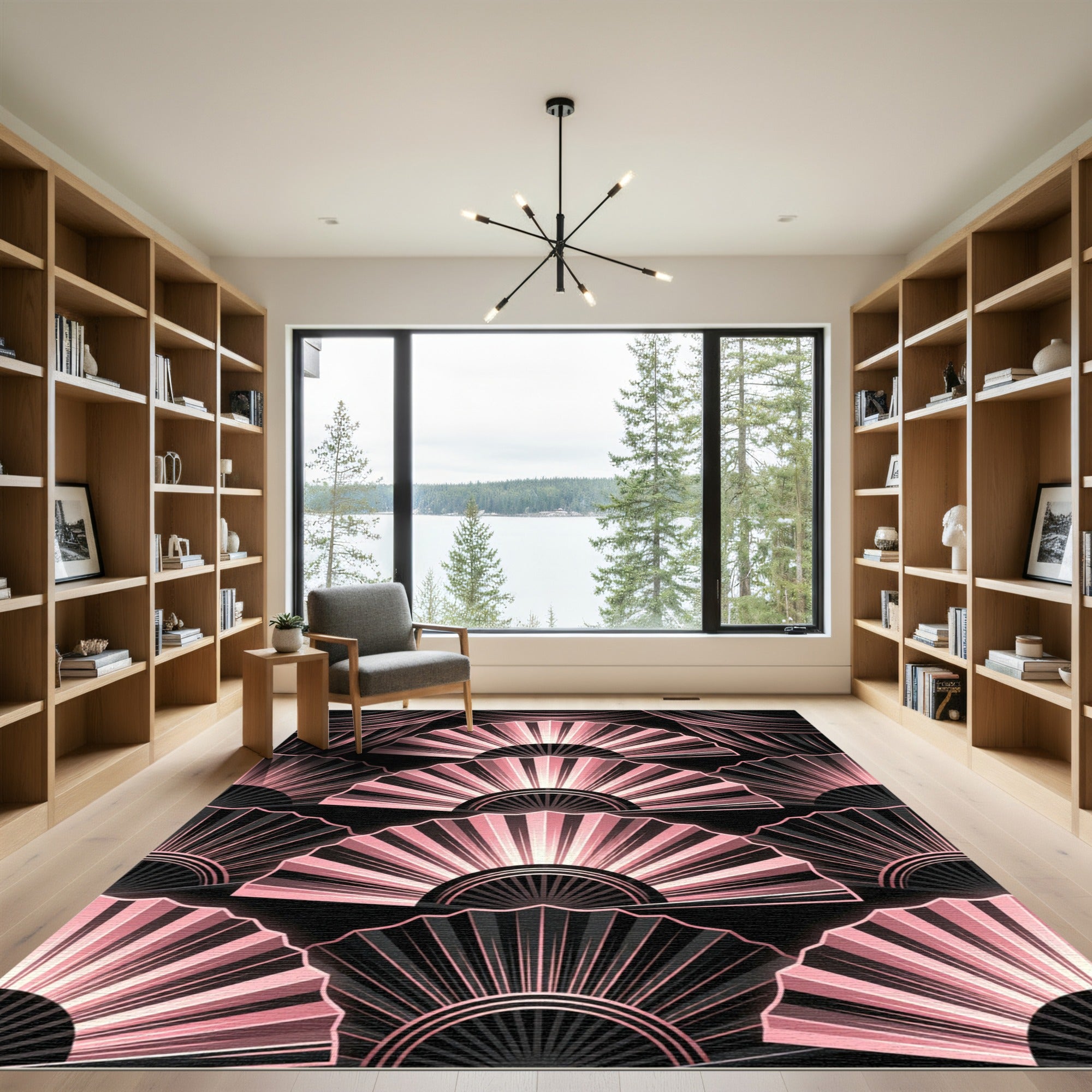 Art Deco Blush Pink Fan Rug