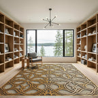 Gold And Silver Intertwined Geometric Lattice Rug