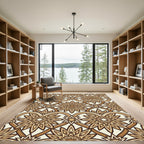 Elegant Beige Floral Interlocking Scroll Rug