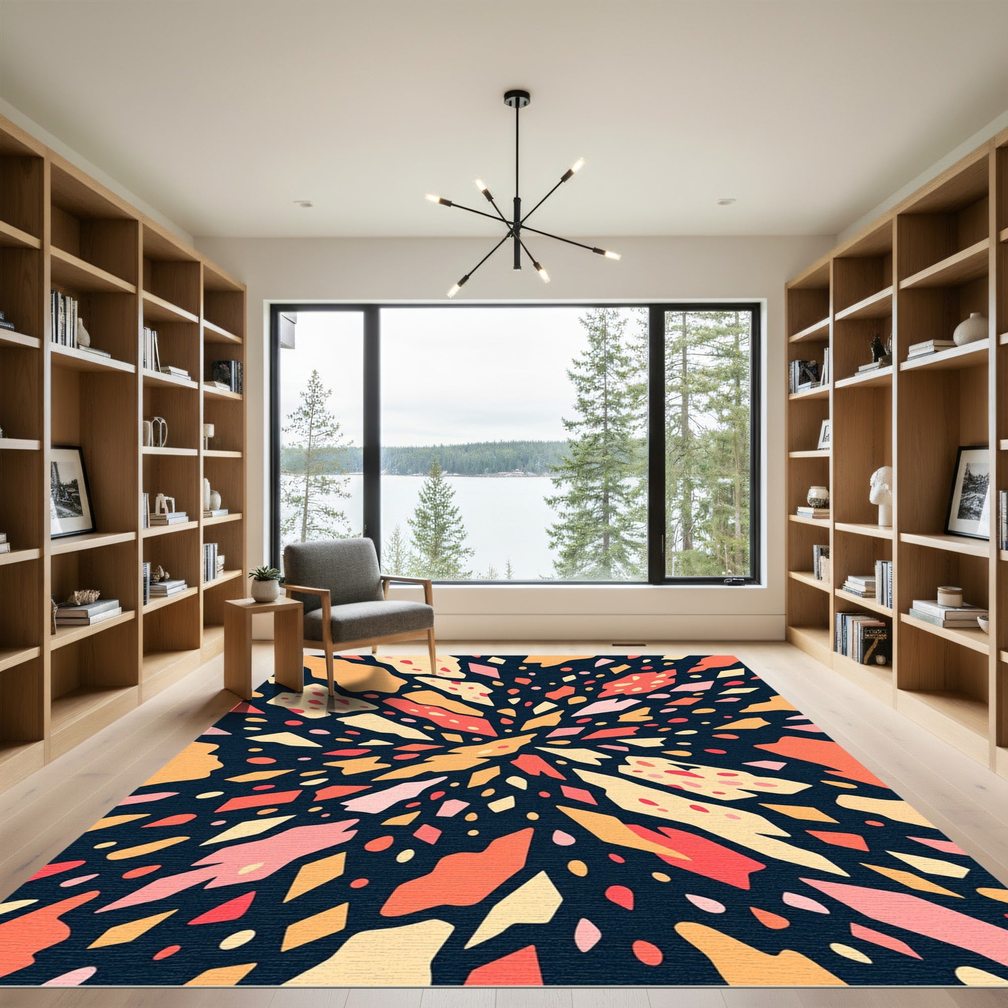 Abstract Confetti Burst Geometric Art Rug