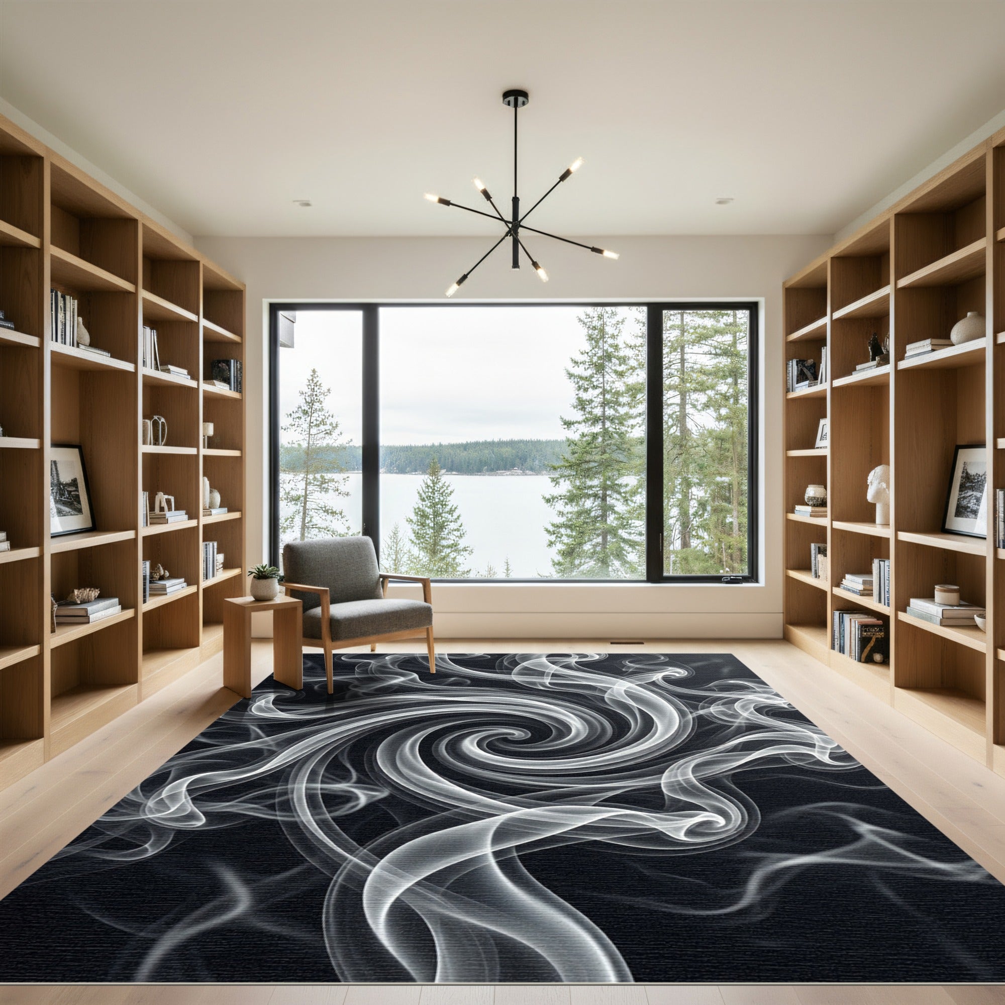 Ethereal White Swirl Smoke Rug