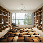Woven Chocolate Brown Stripe Lattice Rug