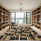 Modern Black Tan Woven Threads Rug