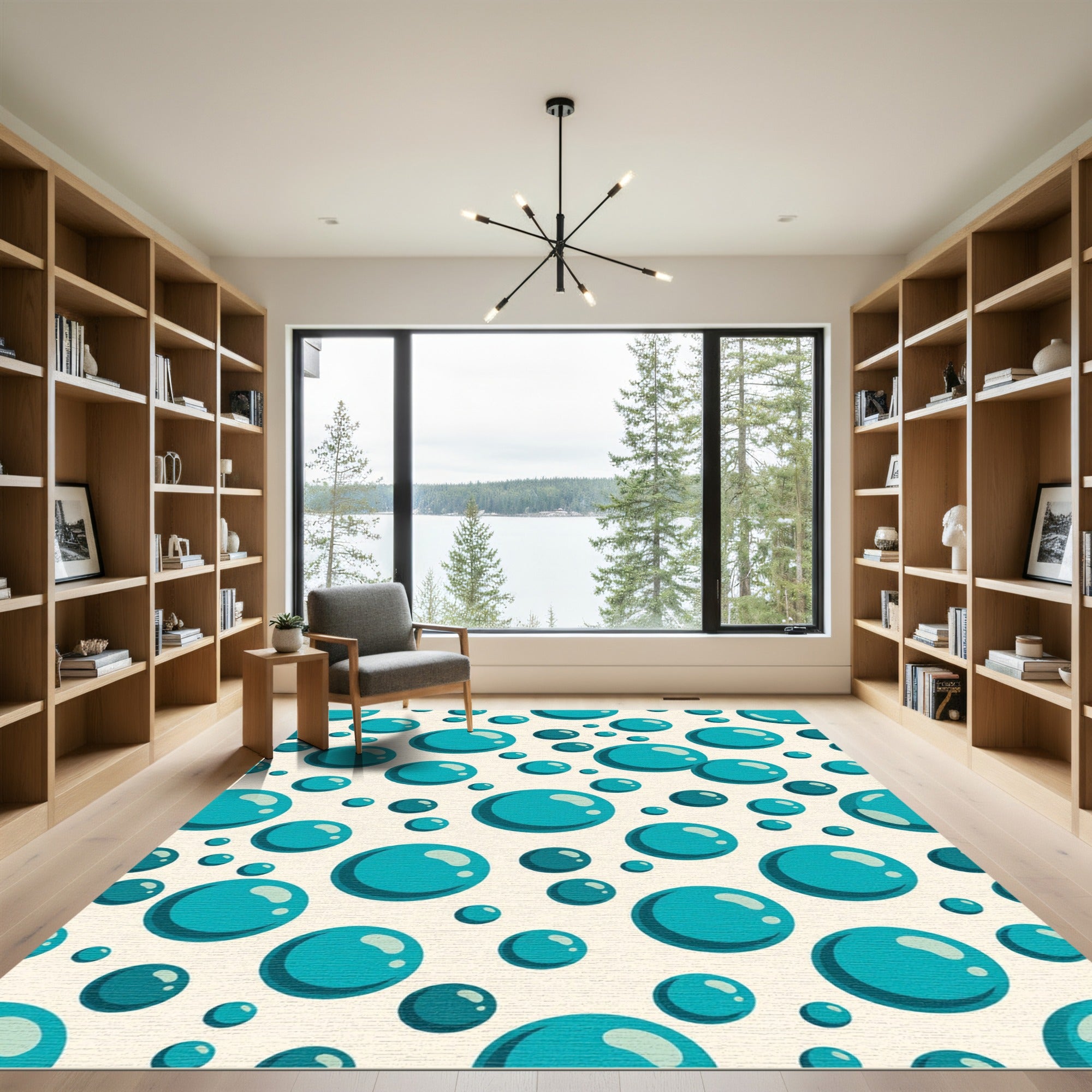 Teal Bubble Splash Scatter Rug