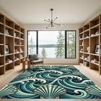 Aqua Seashell Wave Composition Rug