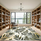 Green Olive Branches Watercolor Pattern Rug