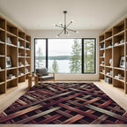 Interwoven Wooden Plank Lattice Earthy Tones Rug