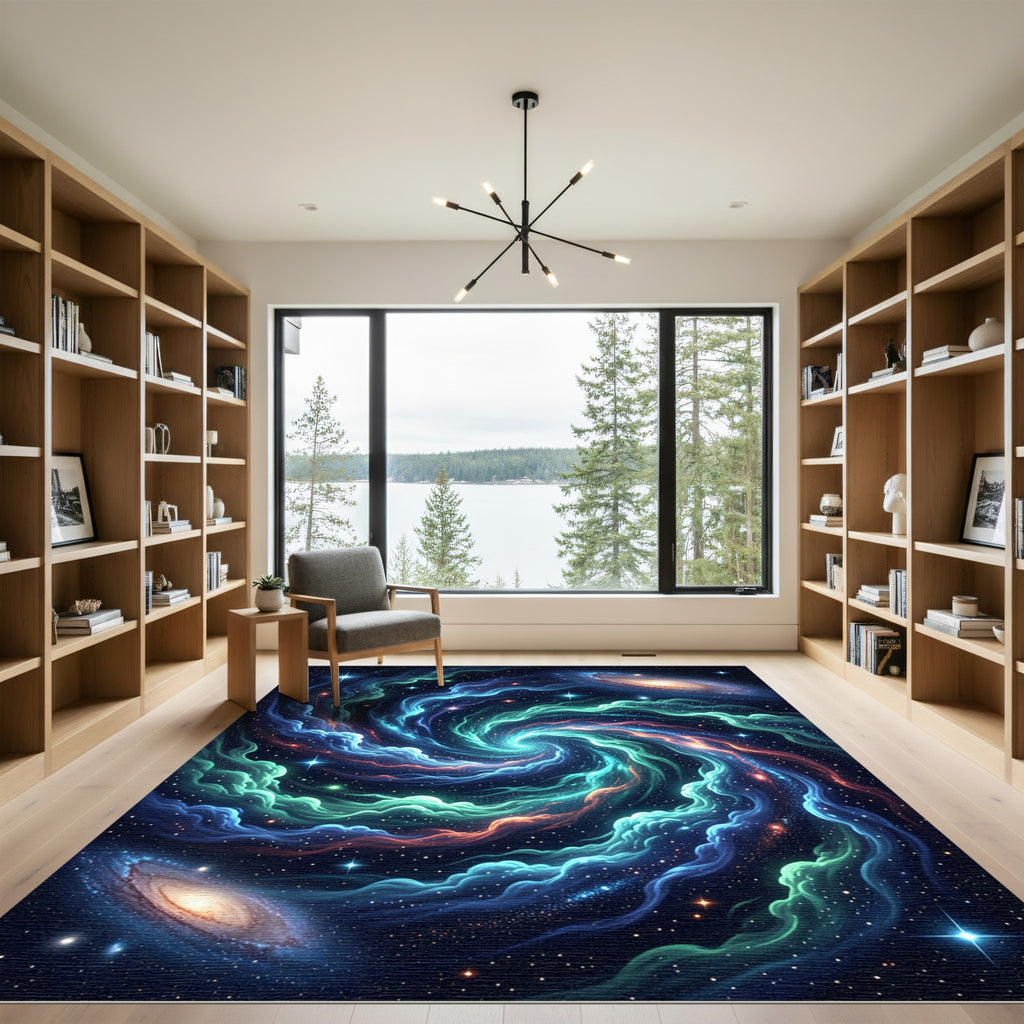 Vibrant Cosmic Spiral Nebula Swirl Rug