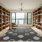 Gray White Pixelated Floral Rug