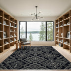Monochrome Geometric Damask Lattice Rug