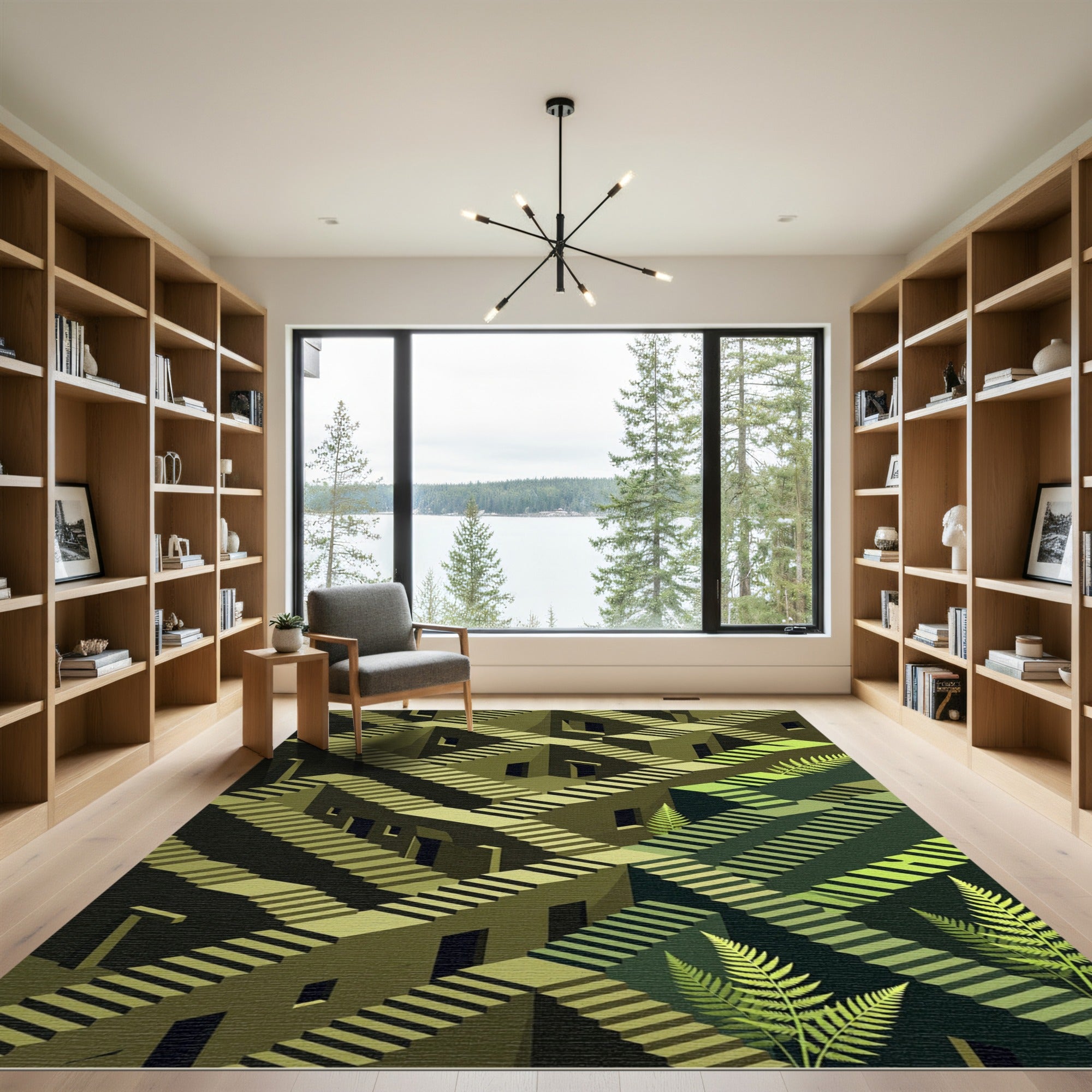 Escher Forest Illusion Stairway Rug