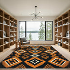Geometric Western Diamond Aztec Rust Black Rug