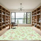 Pastel Pink Blossom Branch Pattern Rug