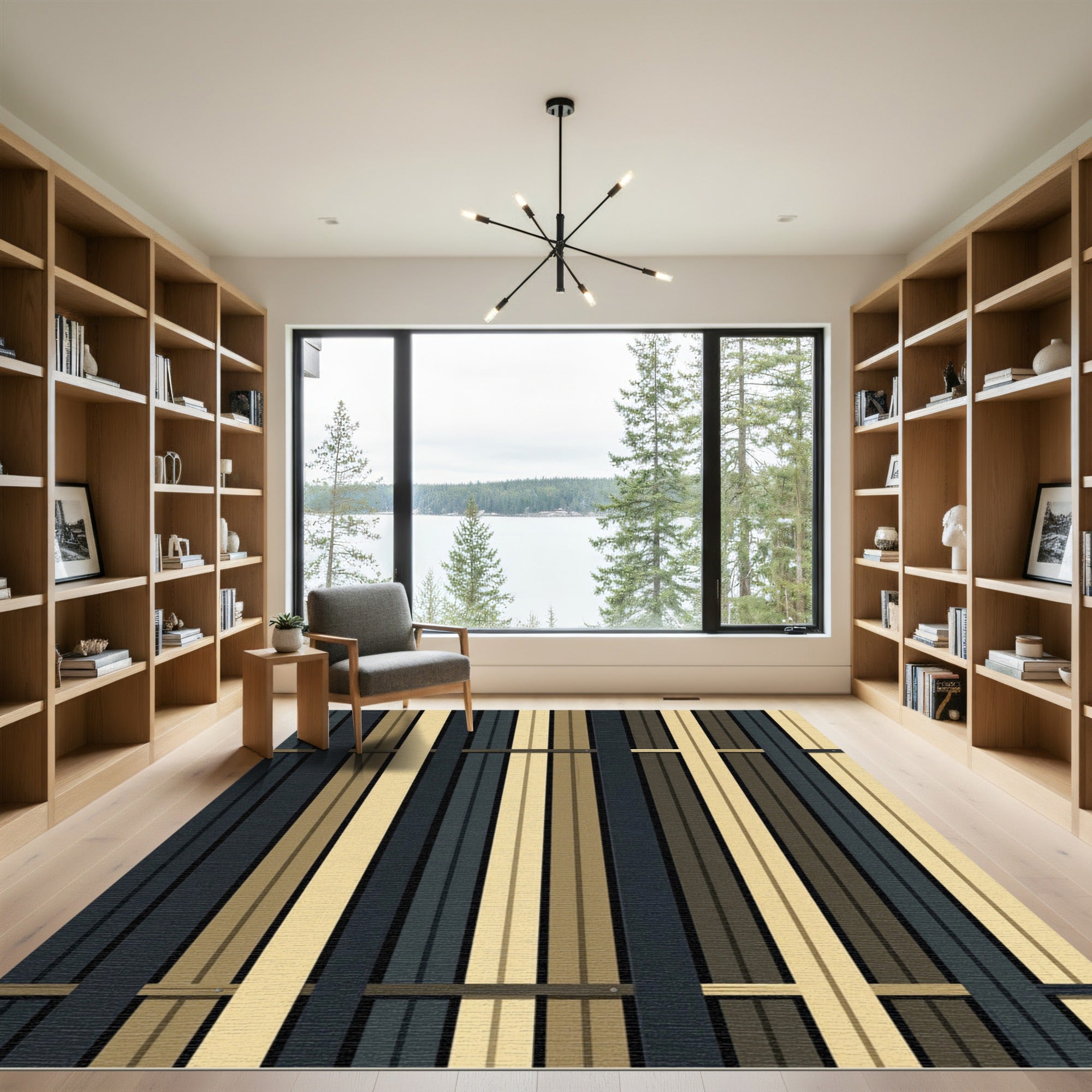Neutral Toned Vertical Stripe Rug