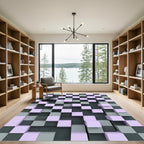 Lavender Gray Checkerboard Cubes Rug