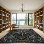 Antique Gold Compass Floral Medallion Rug