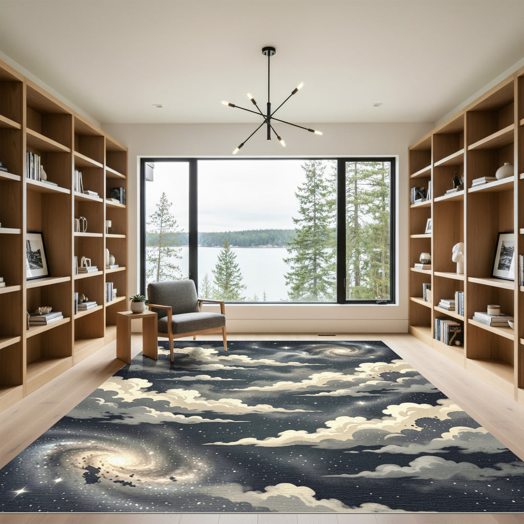 Celestial Swirl Galaxy Starry Night Rug