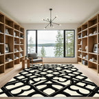 Monochrome Geometric Gothic Trellis Rug