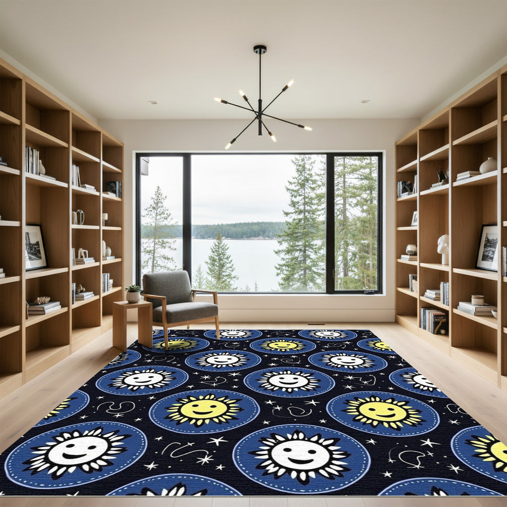 Sunny Cartoon Celestial Circles Rug