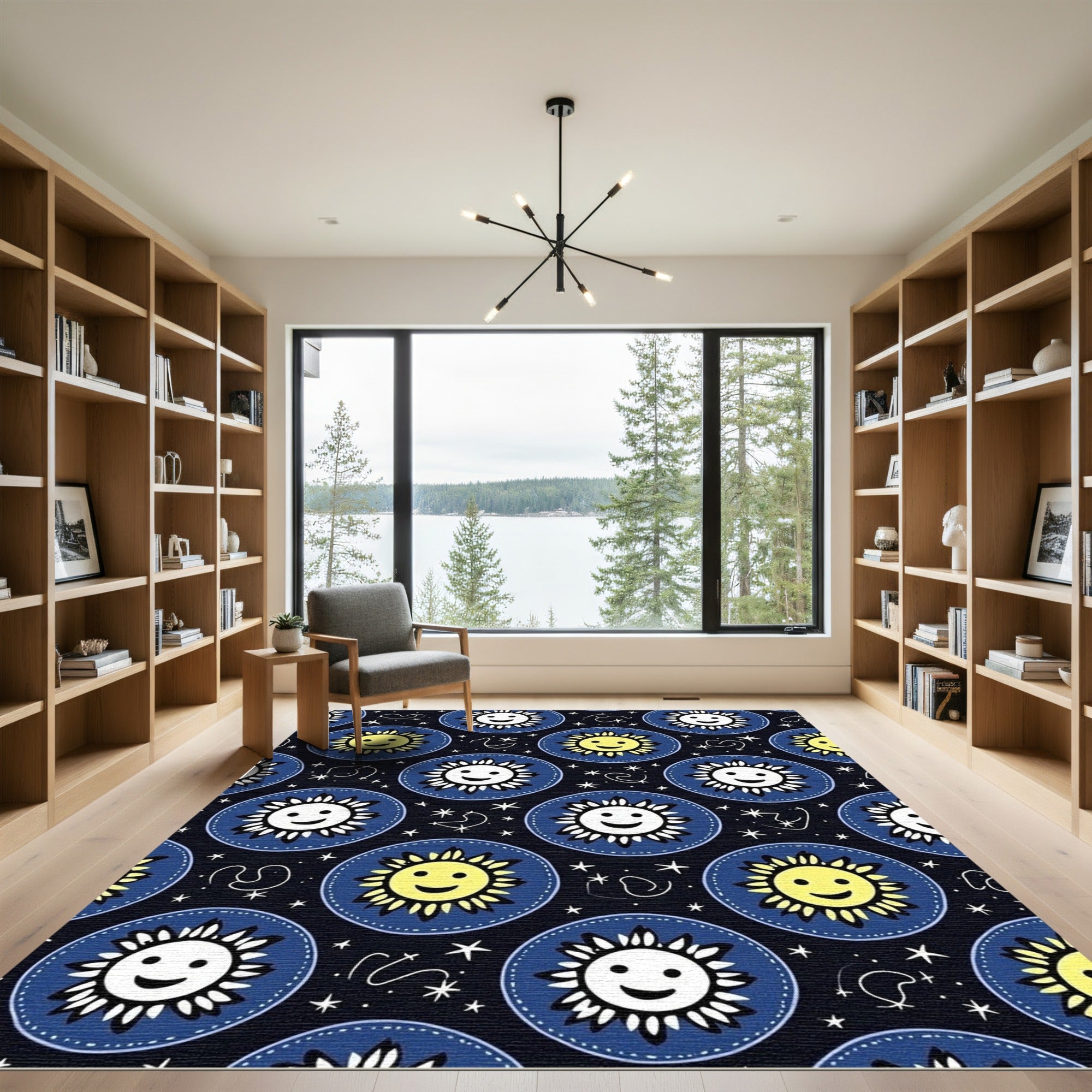 Sunny Cartoon Celestial Circles Rug