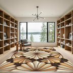 Golden Fan Petal Abstract Bloom Rug