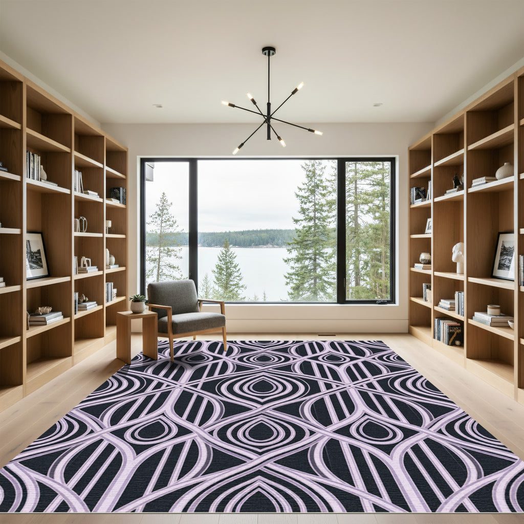 Lavender Art Deco Interlocking Geometric Rug