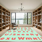 Bold Red Alphabet Grid Rug