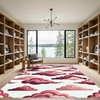 Crimson Cloudscape Swirls Rug