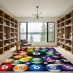 Vibrant Multi Colored Billiard Ball Collage Rug